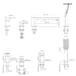 Bateria wannowo-prysznicowa nawannowa 4-otworowa czarny mat - Hadsel - obrazek 2