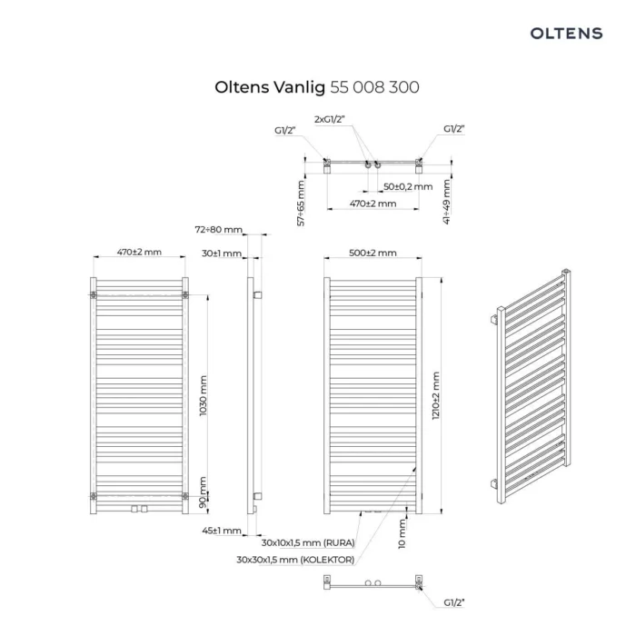 Oltens Vanlig 121x50 cm czarny mat - obrazek 2