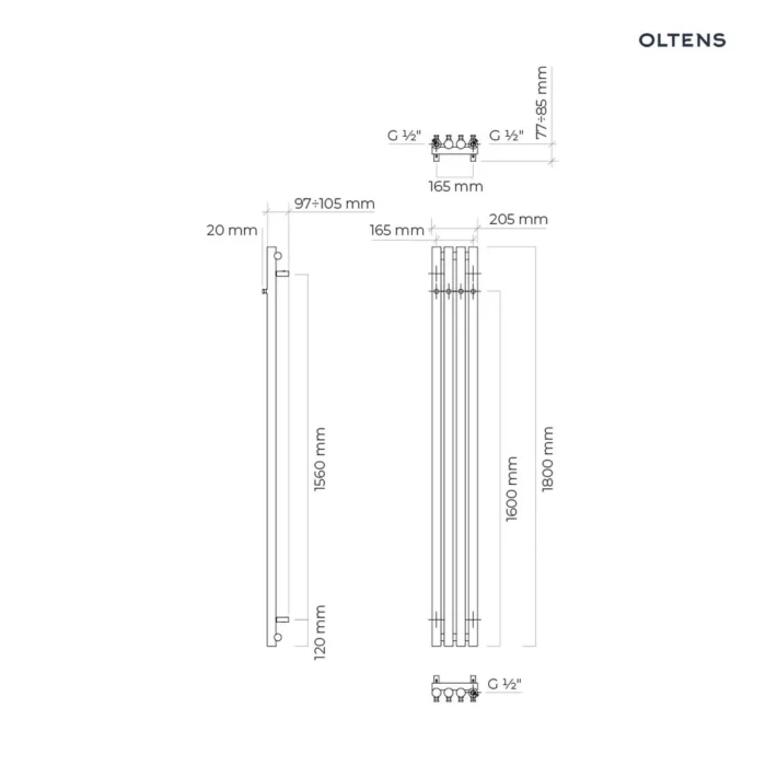 Oltens Stang 180x20,5 cm czarny mat - obrazek 5
