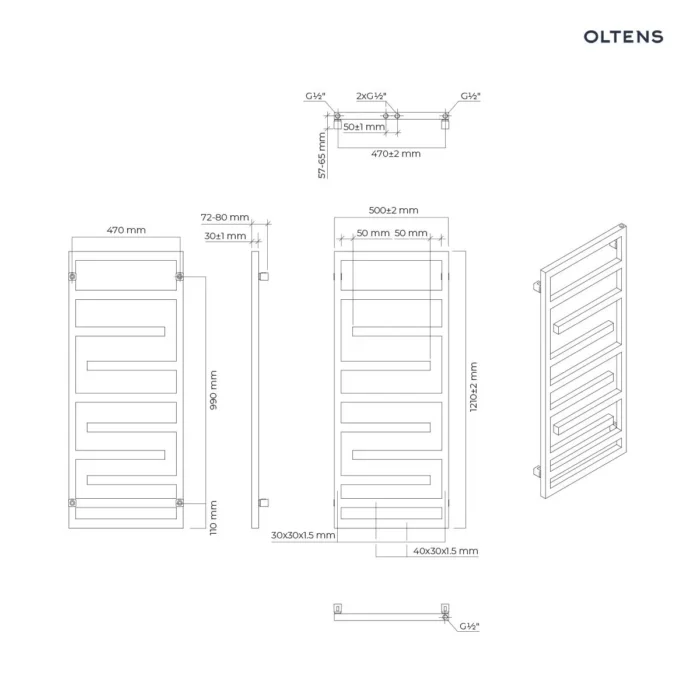 Oltens Flamma 121x50 cm czarny mat - obrazek 2