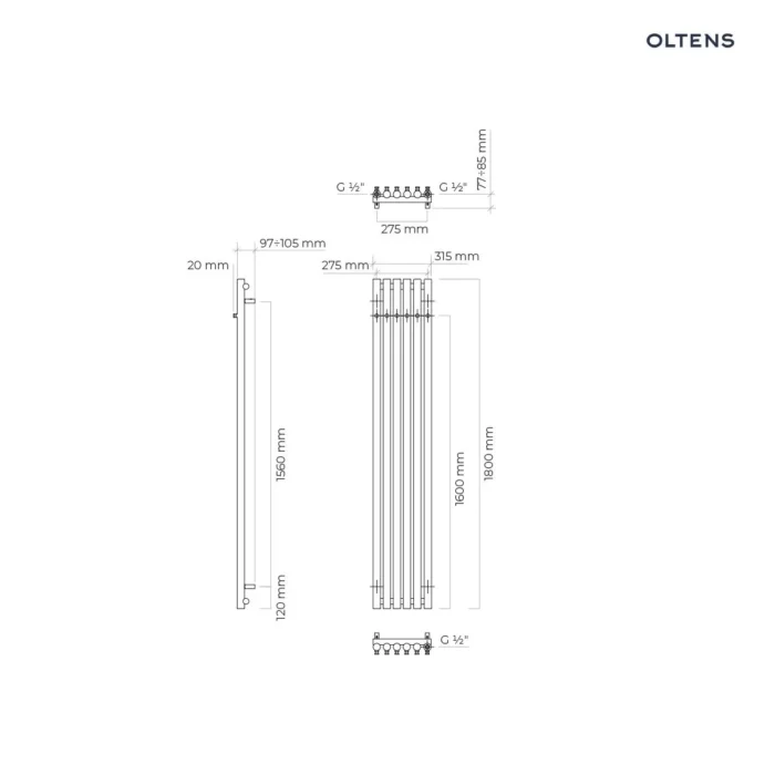 Oltens Stang 180x31,5 cm czarny mat - obrazek 2