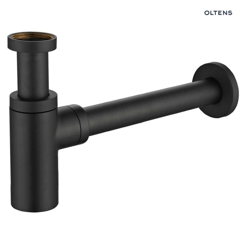 Oltens Hervik syfon umywalkowy mosiężny okrągły czarny mat 02600300