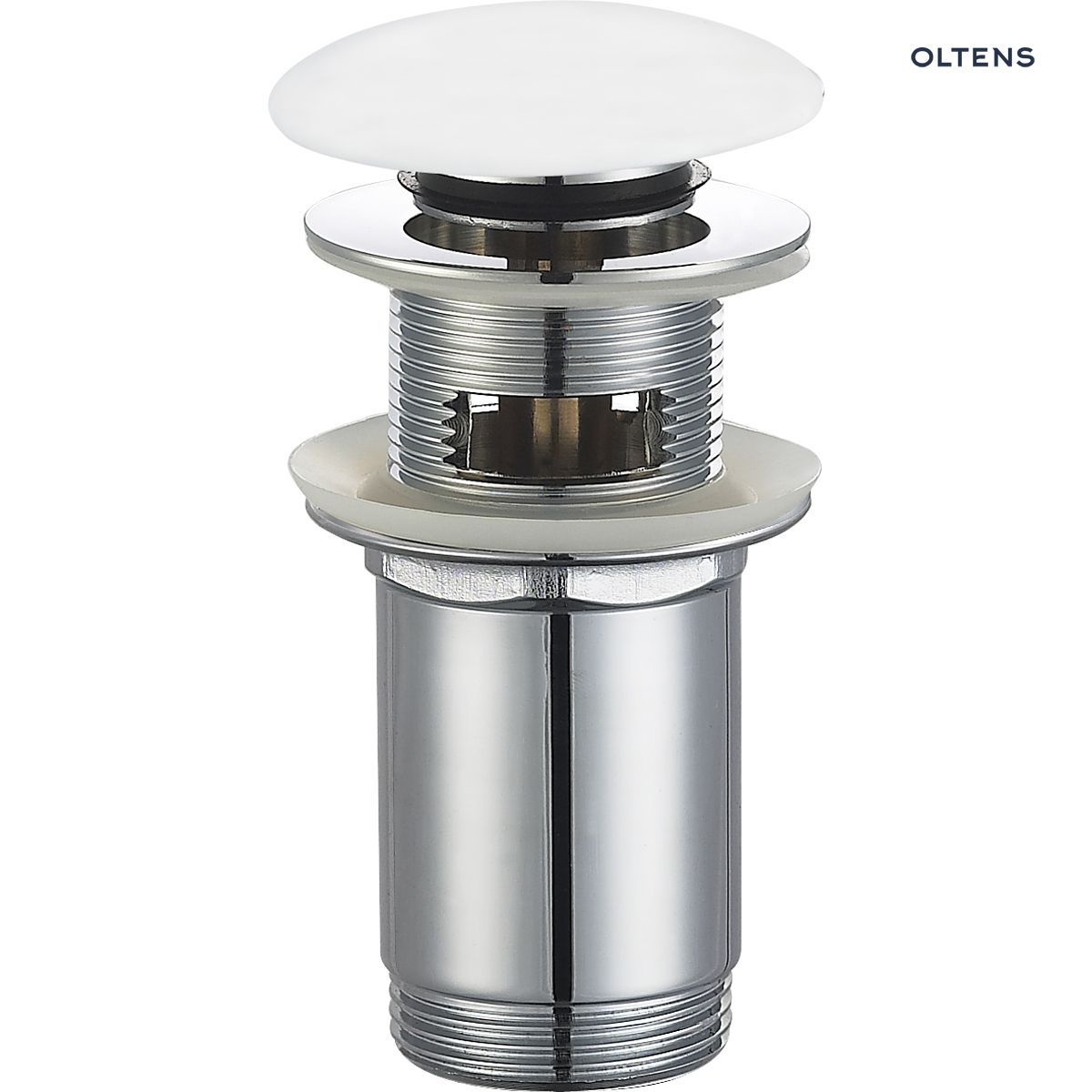 05102000 Oltens Halsa korek do umywalki klik klak okrągły z przelewem G 1 1/4 biały ceramiczny 05102000 - obrazek 1