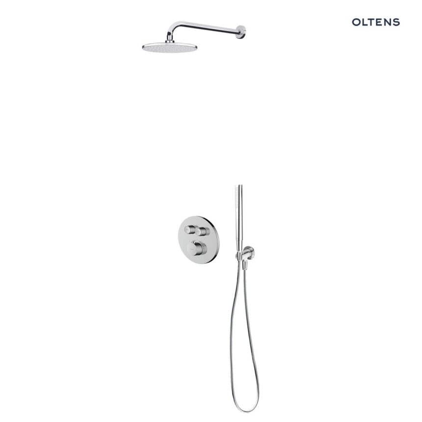 Zestaw Oltens Onega bateria podtynkowa z deszczownicą 22 cm Atran i kompletem prysznicowym Ume chrom 36622100