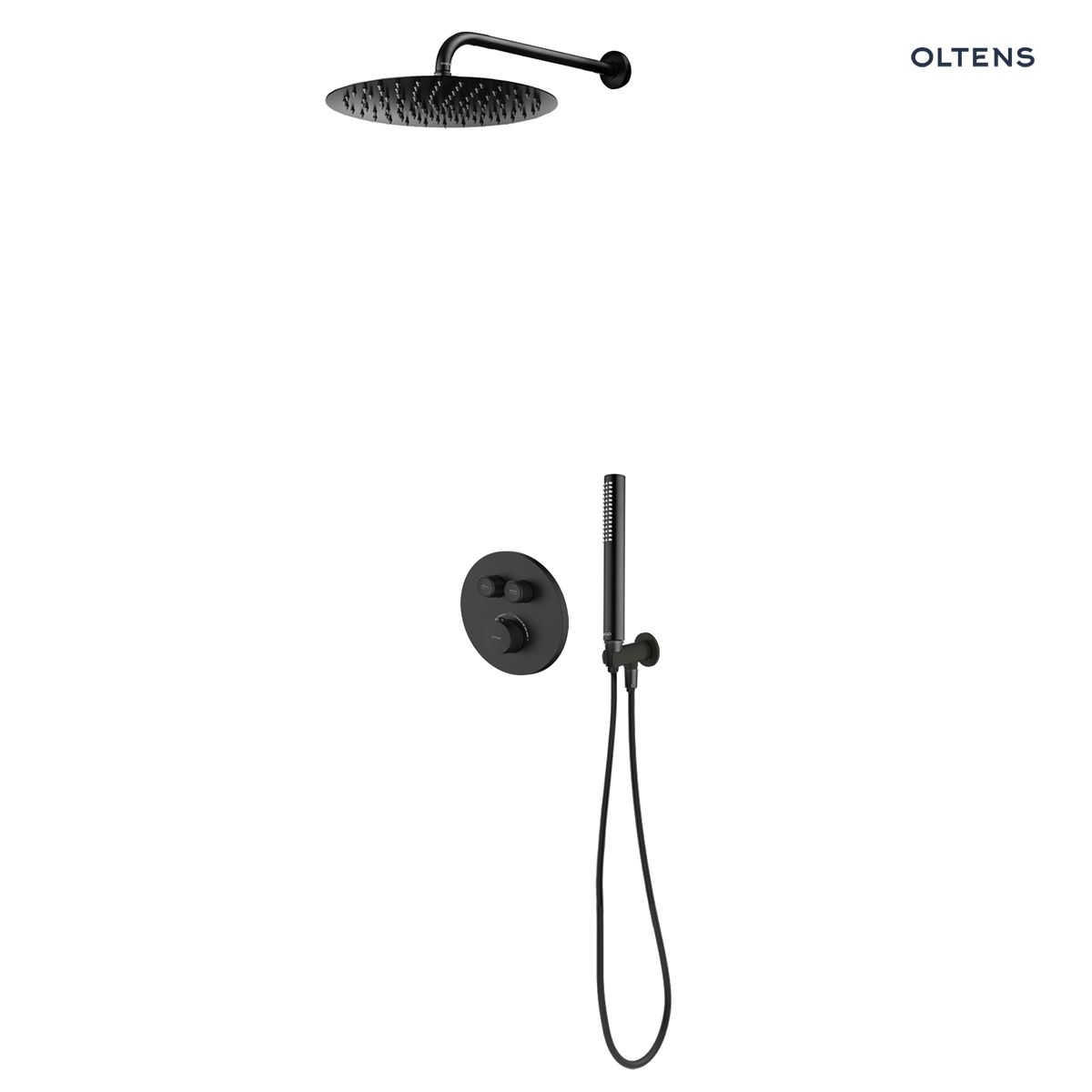 136622300-34601300-37004300-39400300-37102300-37200300-39304300 Zestaw Oltens Onega bateria podtynkowa z deszczownicą 22 cm Atran i kompletem prysznicowym Ume czarny mat 36622300 - obrazek 1