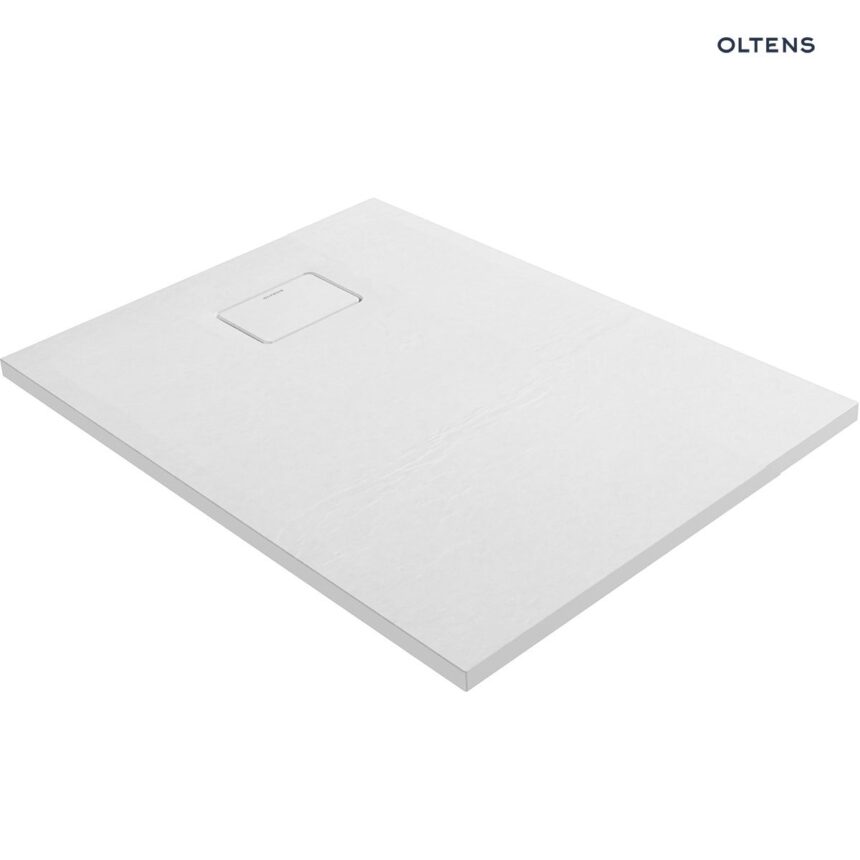 Oltens Bergytan brodzik 100x80 cm prostokątny RockSurface biały 15100000