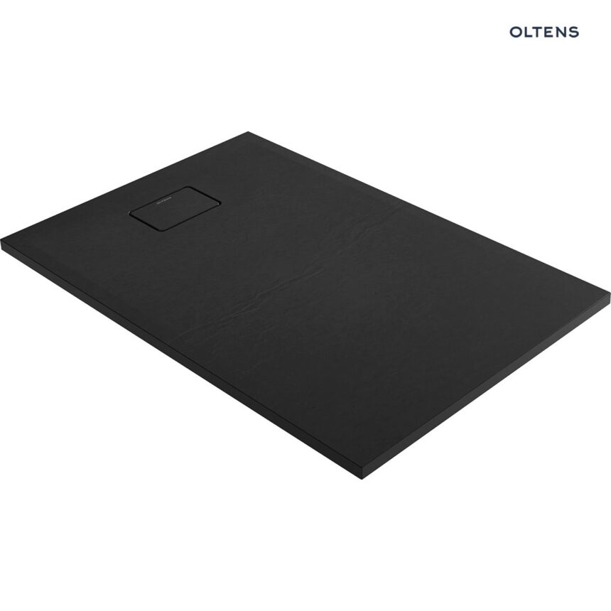 Oltens Bergytan brodzik 120x80 cm prostokątny RockSurface czarny mat 15103300