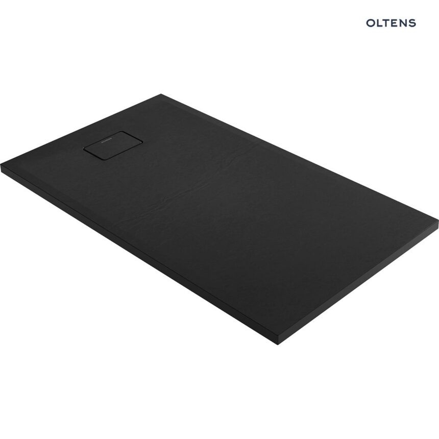 Oltens Bergytan brodzik 140x80 cm prostokątny RockSurface czarny mat 15106300