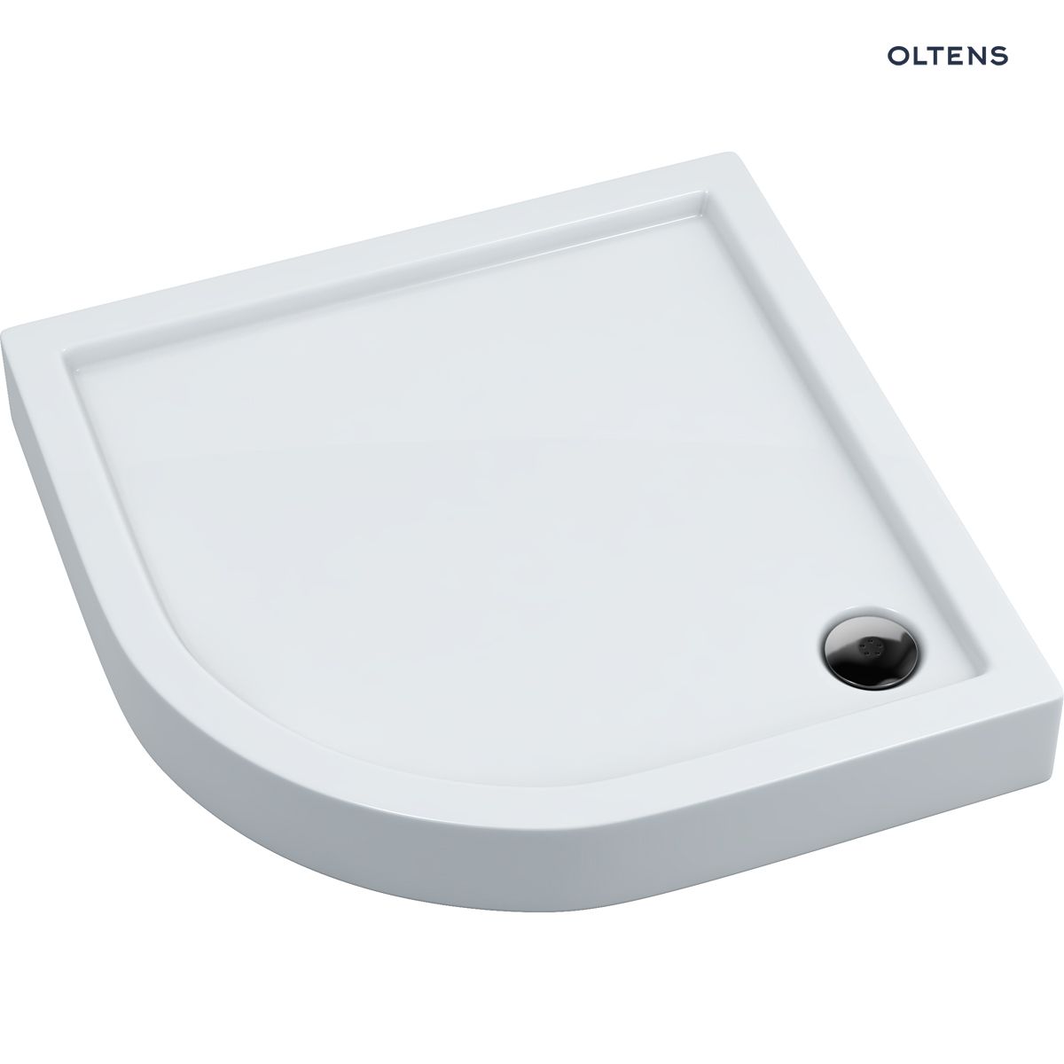 16003000_1 Oltens Vindel brodzik 80x80 cm półokrągły akrylowy biały 16003000 - obrazek 1
