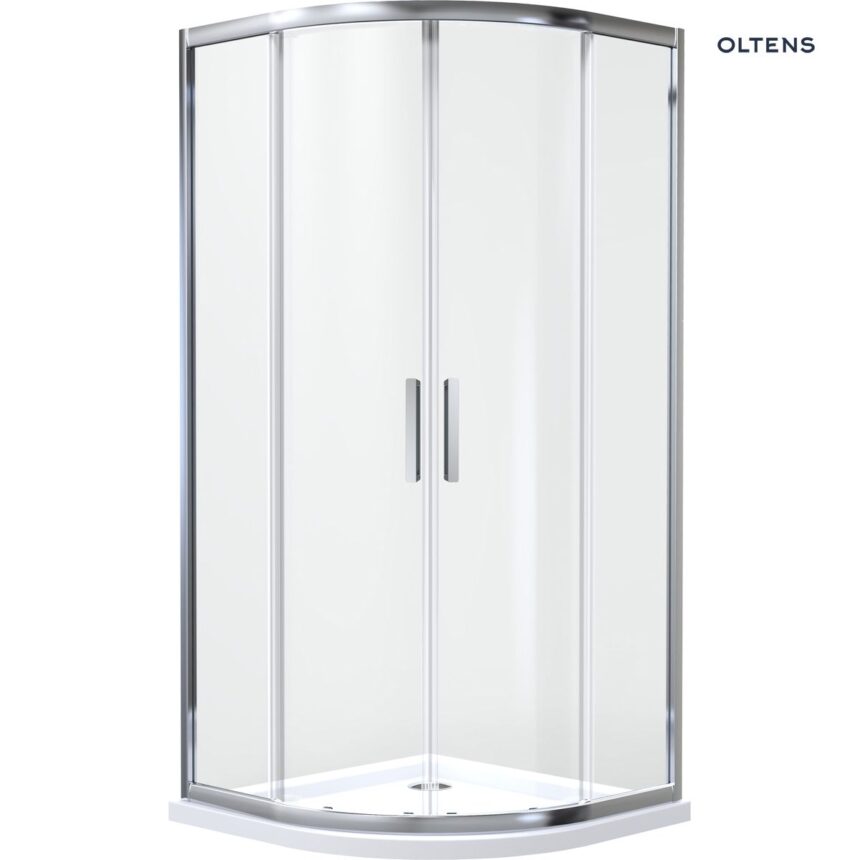 Oltens Vorma kabina prysznicowa 90x90 cm półokrągła chrom połysk/szkło przezroczyste 20102100
