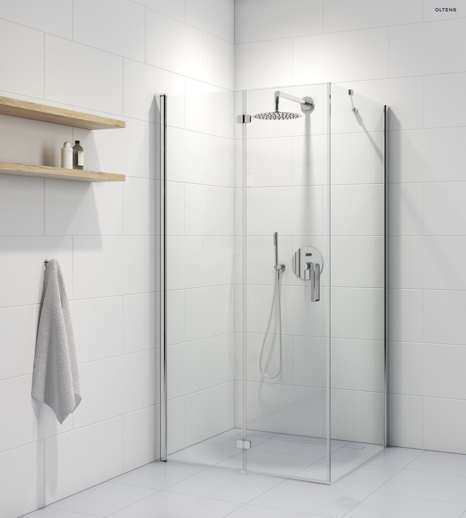 20201100ara Oltens Trana kabina prysznicowa 100x90 cm prostokątna drzwi ze ścianką chrom/szkło przezroczyste 20201100 - obrazek 1