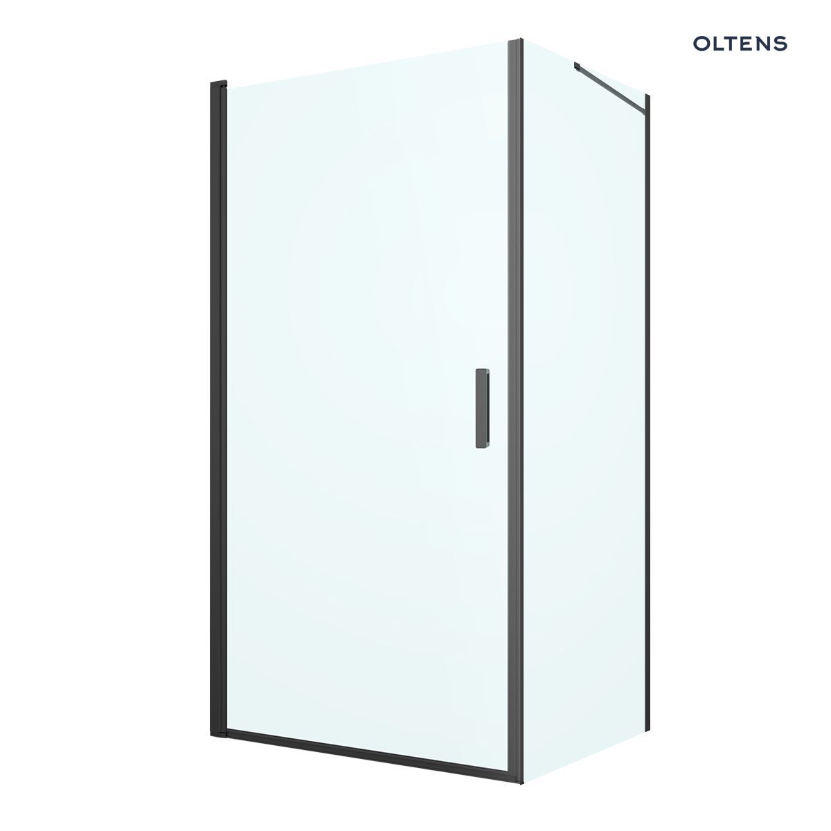 20219300 Oltens Rinnan kabina prysznicowa 100x90 cm prostokątna drzwi ze ścianką czarny mat/szkło przezroczyste 20219300 - obrazek 1