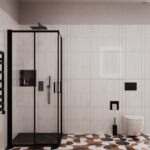 Oltens Bergytan brodzik 90x90 cm kwadratowy RockSurface czarny mat 17101300 - obrazek 2