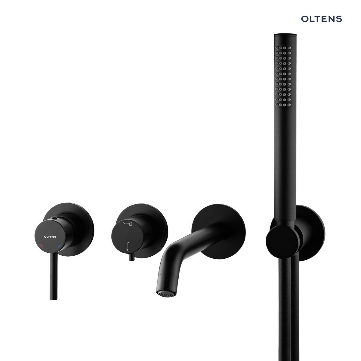 34105300 Oltens Molle bateria wannowo-prysznicowa podtynkowa 4-otworowa czarny mat 34105300 - obrazek 1