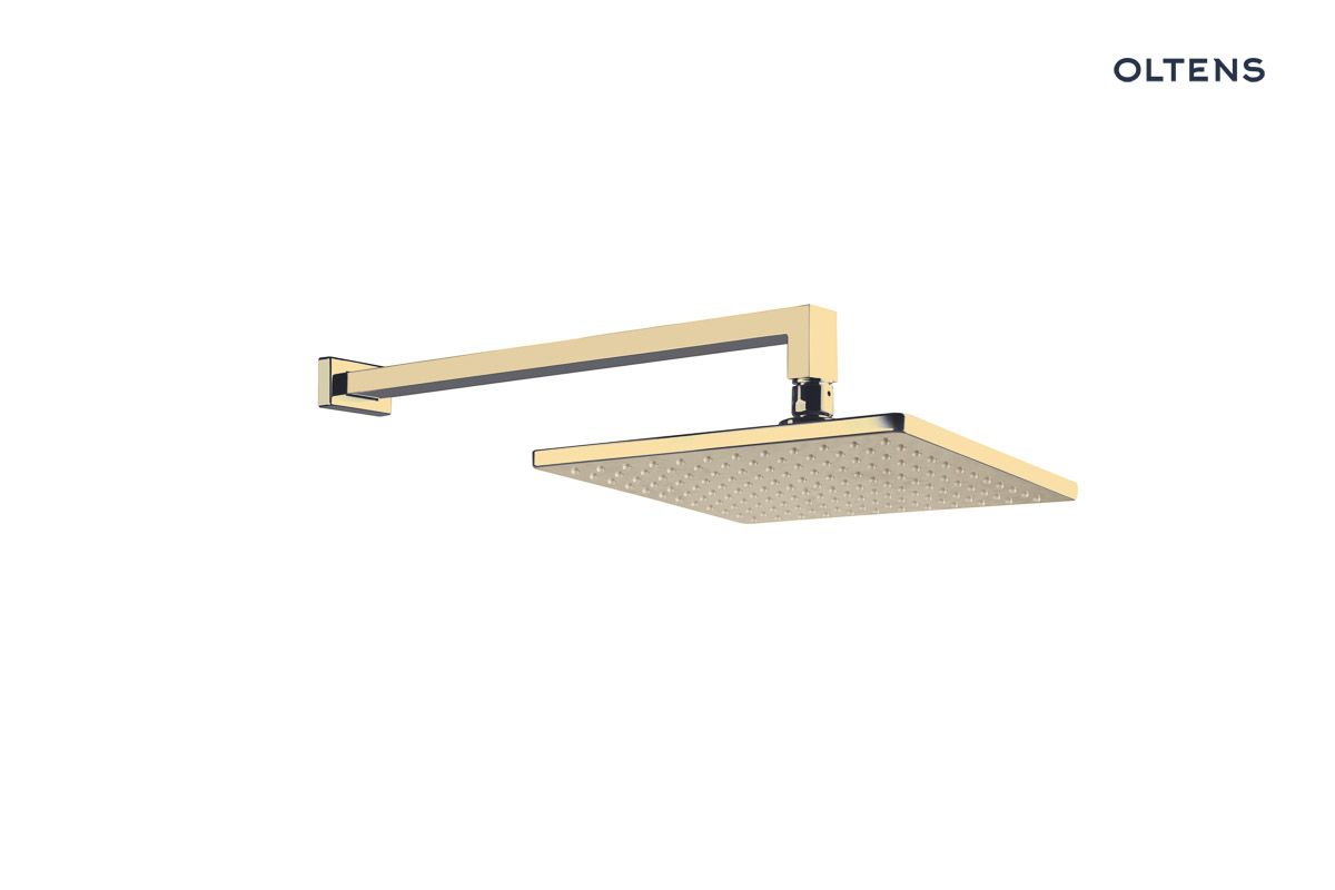 36019800 Oltens Atran (S) Lagan (S) deszczownica 22 cm kwadratowa z ramieniem ściennym złoty połysk 36019800 - obrazek 1