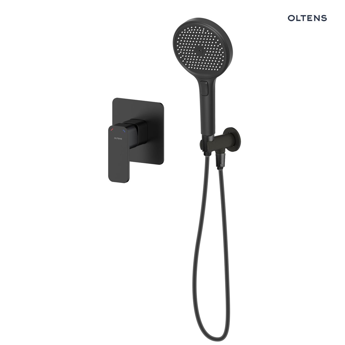 36038300 Oltens Hadsel zestaw bateria prysznicowa podtynkowa ze słuchawką 3 funkcyjną Luva EasyClick czarny mat 36038300 - obrazek 1
