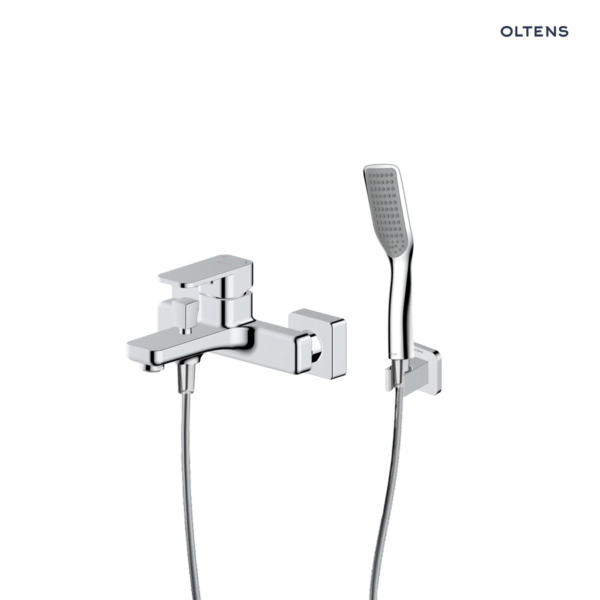 36056100 Zestaw Oltens Hadsel bateria wannowo-prysznicowa ścienna z kompletem natryskowym Tinde Hald chrom 36056100 - obrazek 1