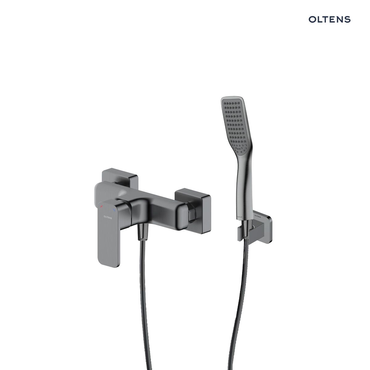 36057400 Zestaw Oltens Hadsel bateria prysznicowa ścienna z kompletem natryskowym Tinde Hald grafit 36057400 - obrazek 1