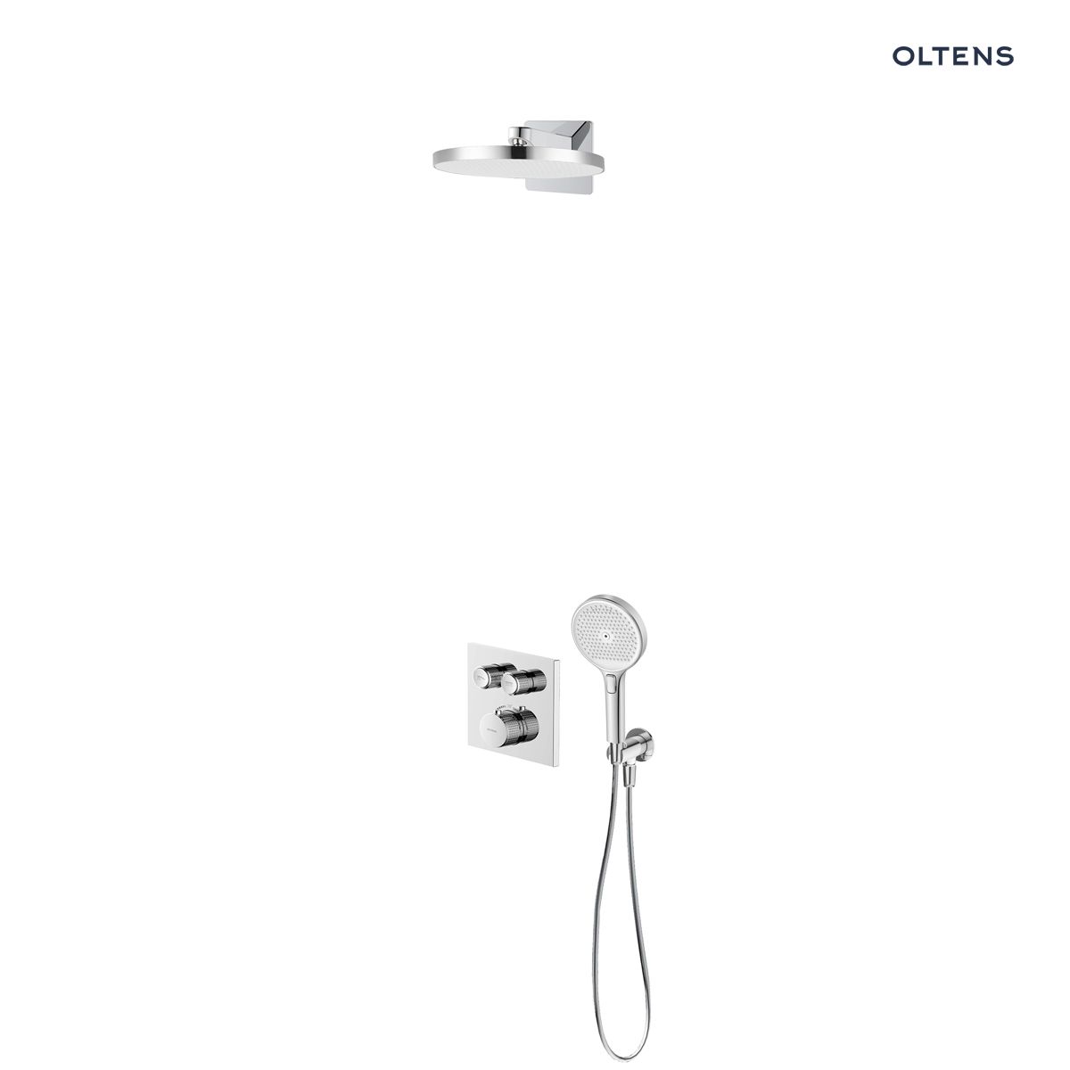 36061100 Oltens Onega (S) zestaw bateria wannowo-prysznicowa podtynkowa z deszczownicą Regna i słuchawką 3 funkcyjną Luva EasyClick chrom 36061100 - obrazek 1