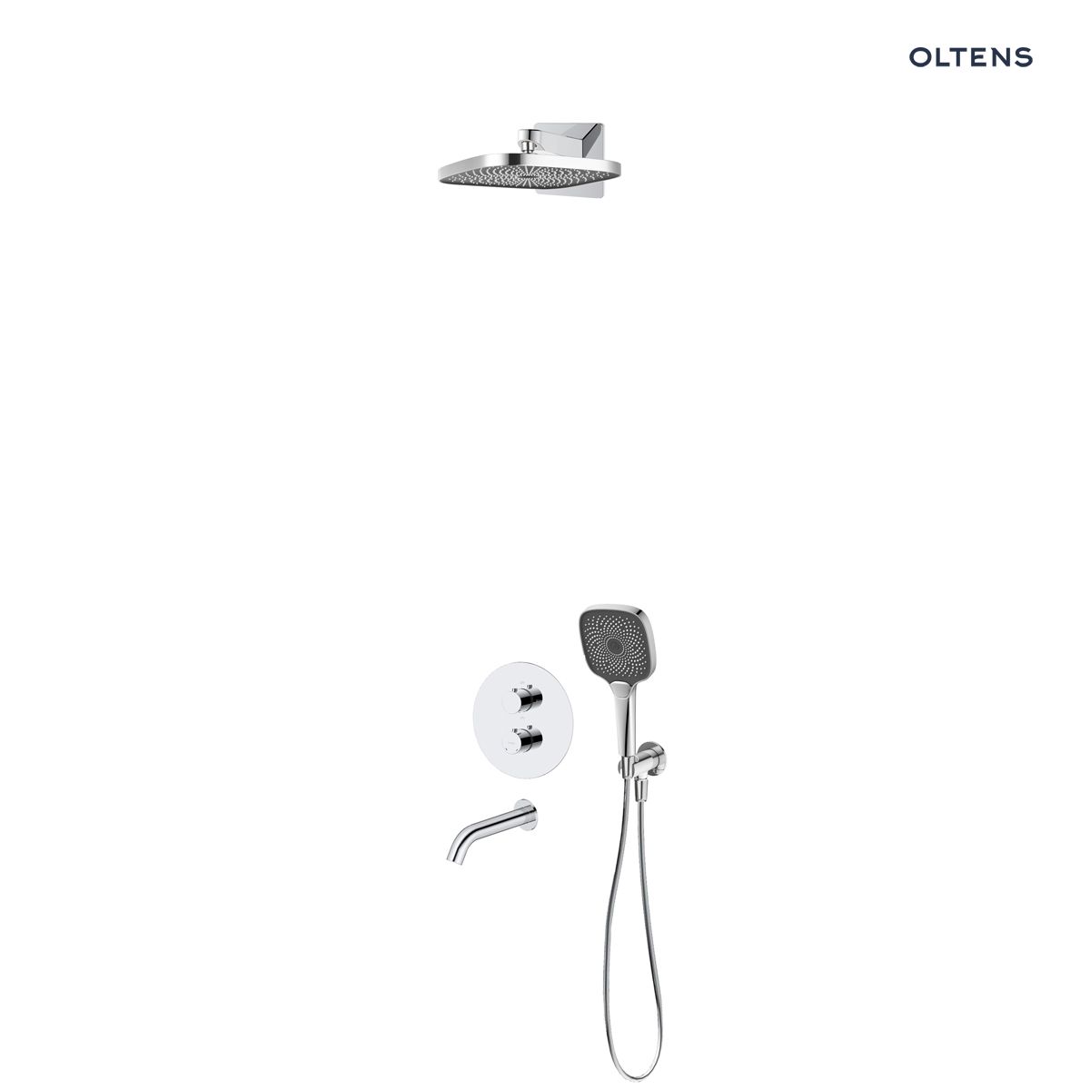36066100 Oltens Katla zestaw bateria wannowo-prysznicowa podtynkowa z deszczownicą Vann (S) i słuchawką 3 funkcyjną Havis EasyClick (S) chrom 36066100 - obrazek 1