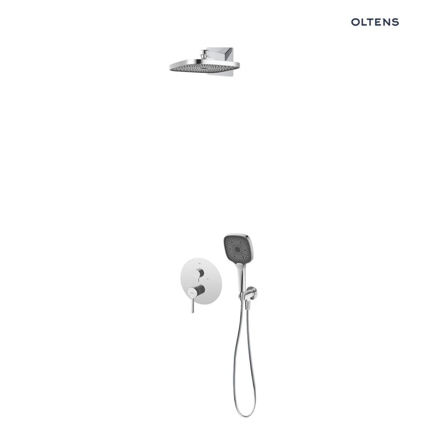 Oltens Rann zestaw bateria wannowo-prysznicowa podtynkowa z deszczownicą Vann (S) i słuchawką 3 funkcyjną Havis EasyClick (S) chrom 36072100