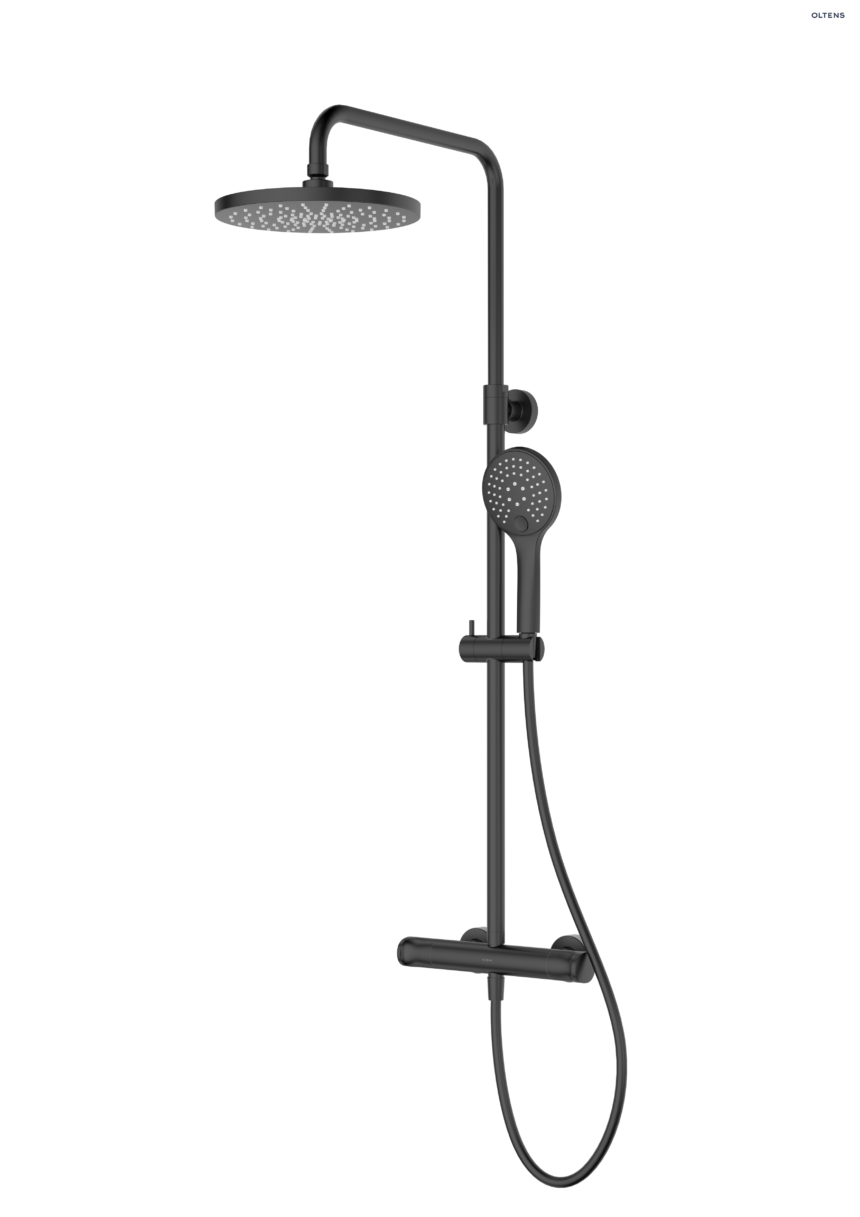 Oltens Vatten zestaw prysznicowy z baterią termostatyczną czarny mat 36505300