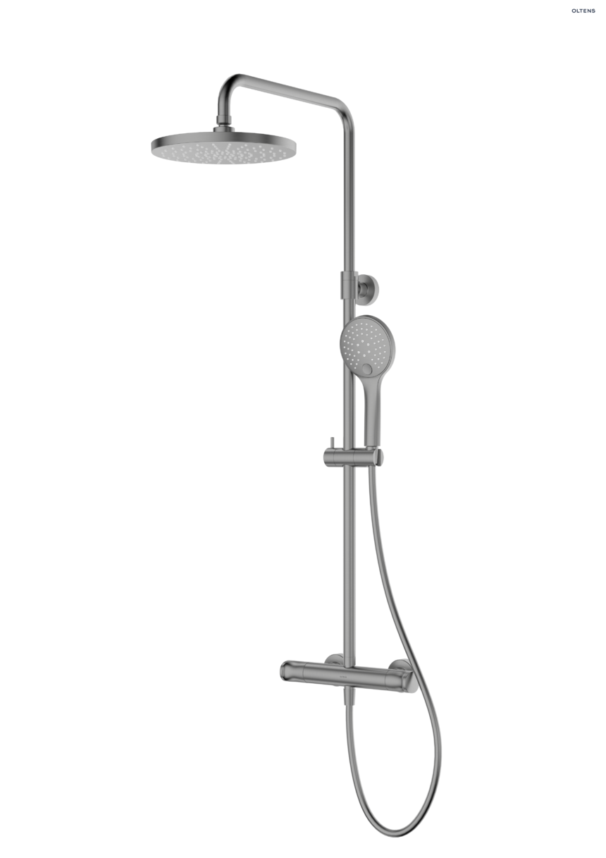 Oltens Vatten zestaw prysznicowy z baterią termostatyczną grafit 36505400