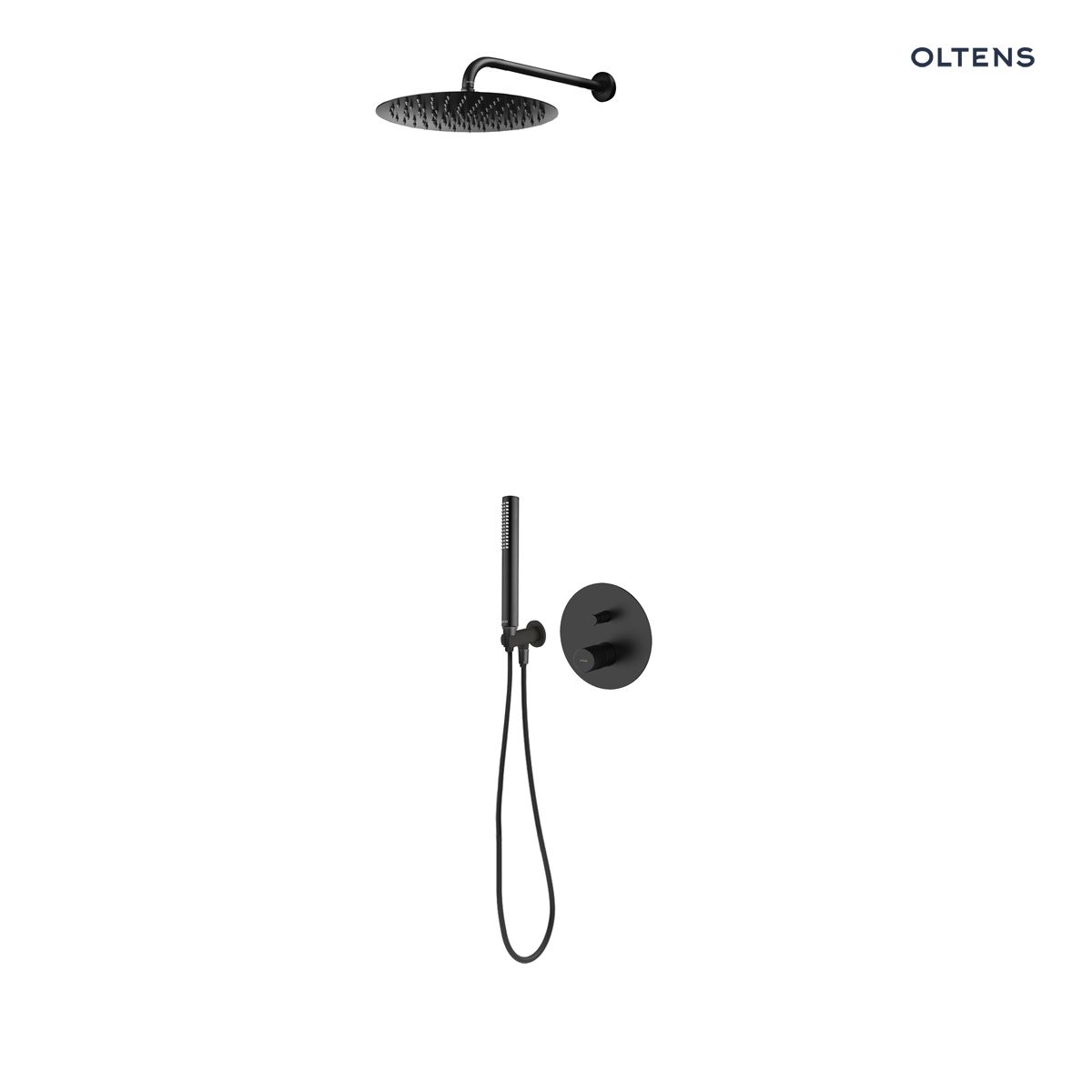 36607300 Zestaw Oltens Hamnes bateria podtynkowa z deszczownicą 30 cm Vindel i kompletem prysznicowym Ume czarny mat 36607300 - obrazek 1