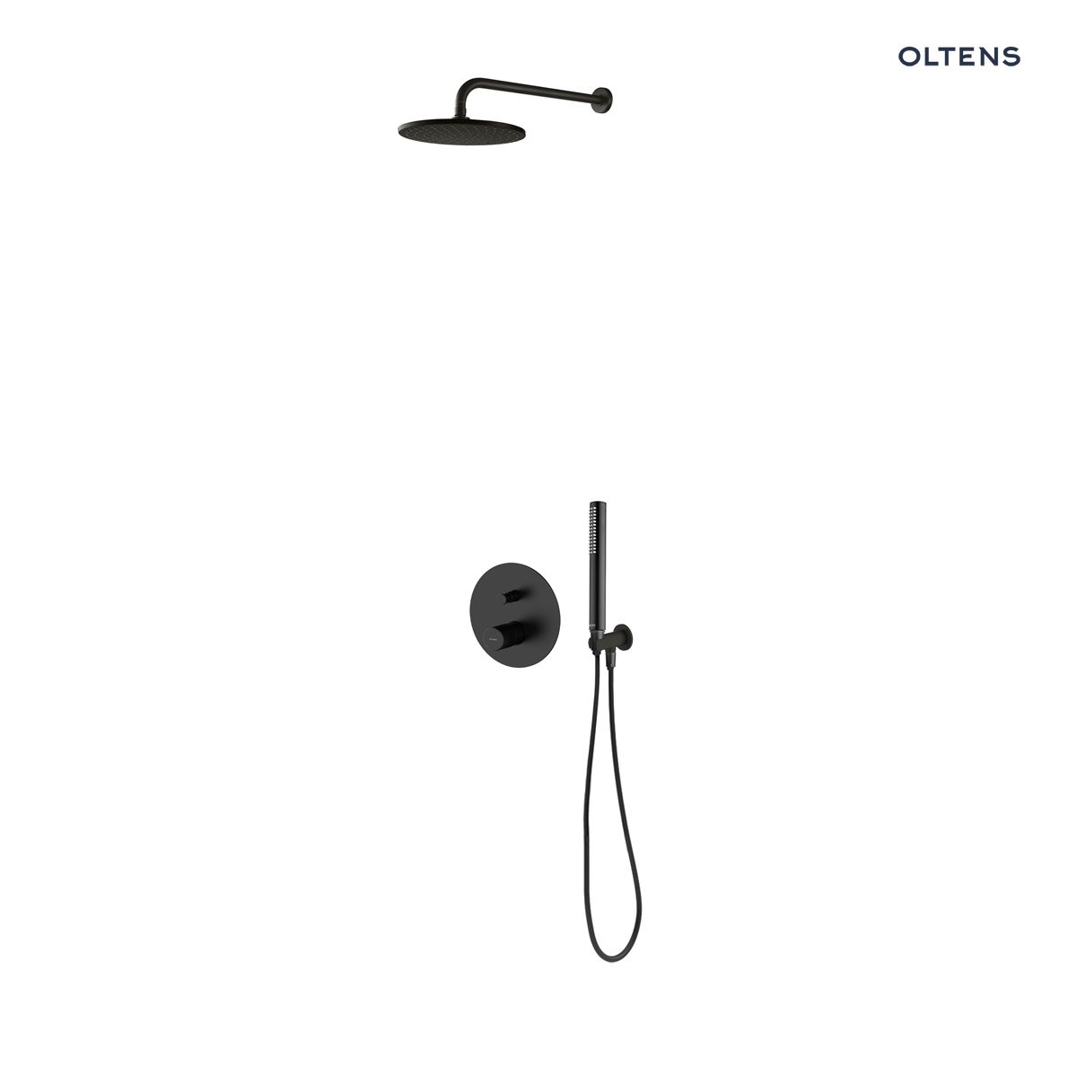 36615300 Zestaw Oltens Hamnes bateria podtynkowa z deszczownicą 22 cm Atran i kompletem prysznicowym Ume czarny mat 36615300 - obrazek 1