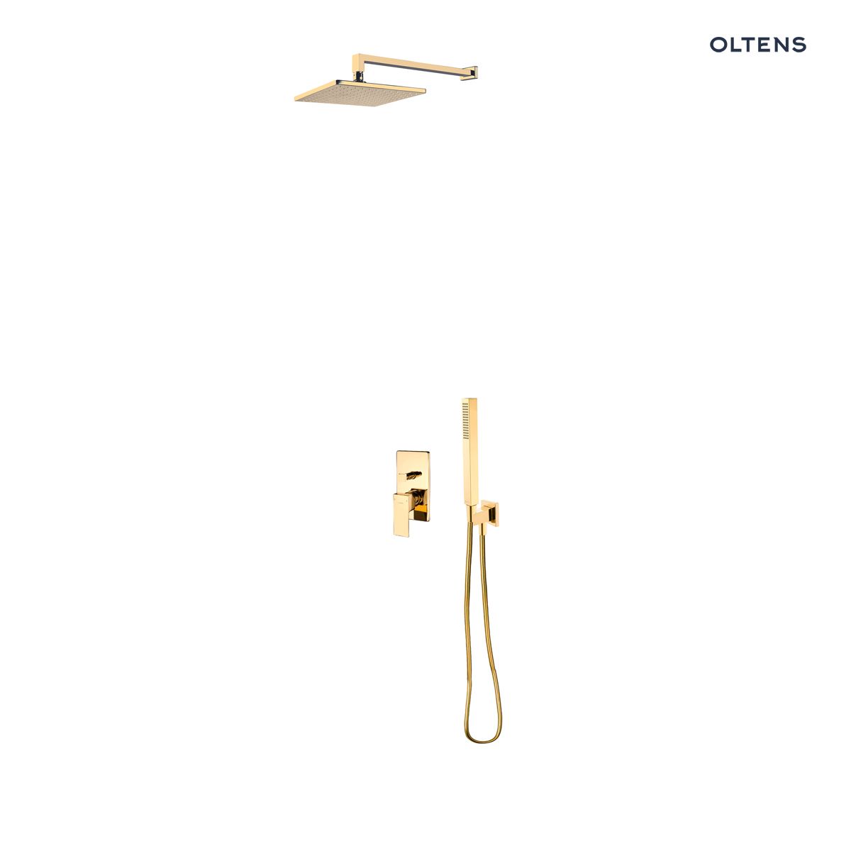 36616800 Zestaw Oltens Gota bateria podtynkowa z deszczownicą 22 cm Atran i kompletem prysznicowym Sog złoty połysk 36616800 - obrazek 1