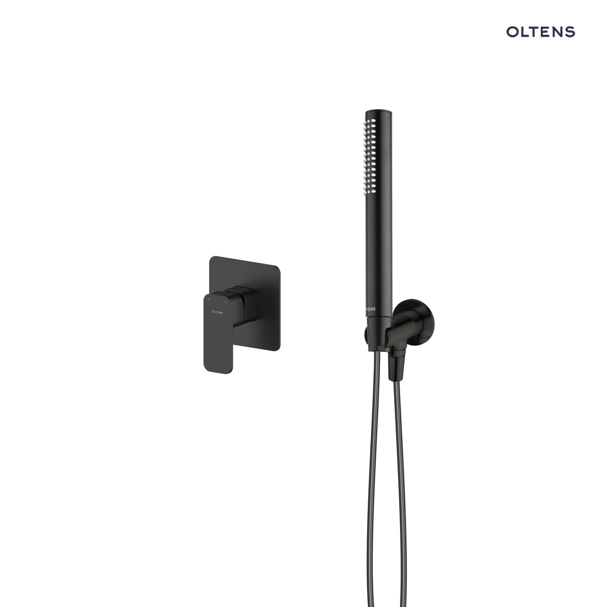 36627300 Zestaw Oltens Hadsel bateria prysznicowa podtynkowa z zestawem prysznicowym Ume Hvita czarny mat 36627300 - obrazek 1