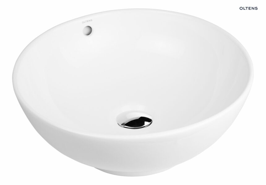 Oltens Fana umywalka 42 cm nablatowa okrągła biała 40312000