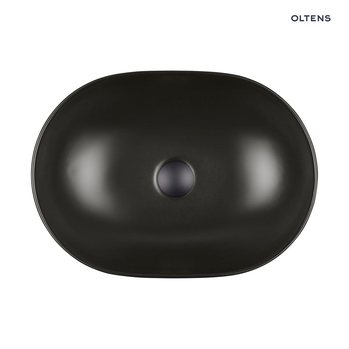 40319300-2 Oltens Hamnes Thin umywalka 49,5x35,5 cm nablatowa owalna czarny mat 40319300 - obrazek 1