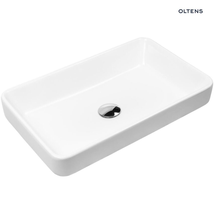 Oltens Fossa umywalka 55x34 cm nablatowa prostokątna z powłoką SmartClean biała 40801000