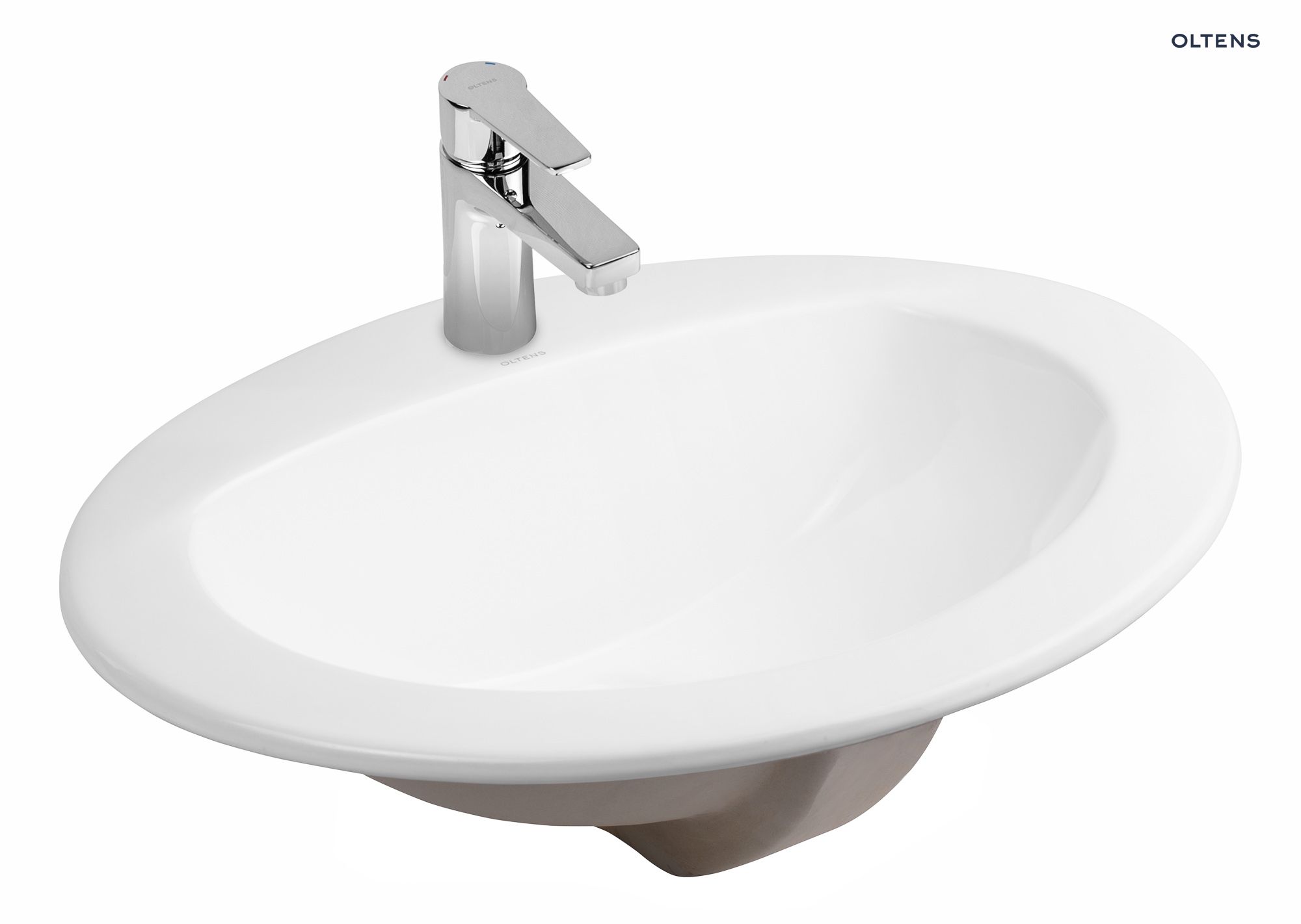 41-200-000 Oltens Kjos umywalka 52x46 cm wpuszczana w blat owalna z powłoką SmartClean biała 41700000 - obrazek 1