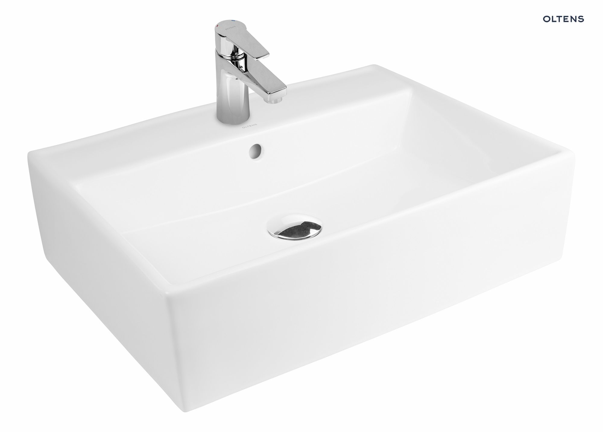 41-310-000 Oltens Hyls umywalka 58,5x44 cm nablatowa prostokątna biała 41310000 - obrazek 1