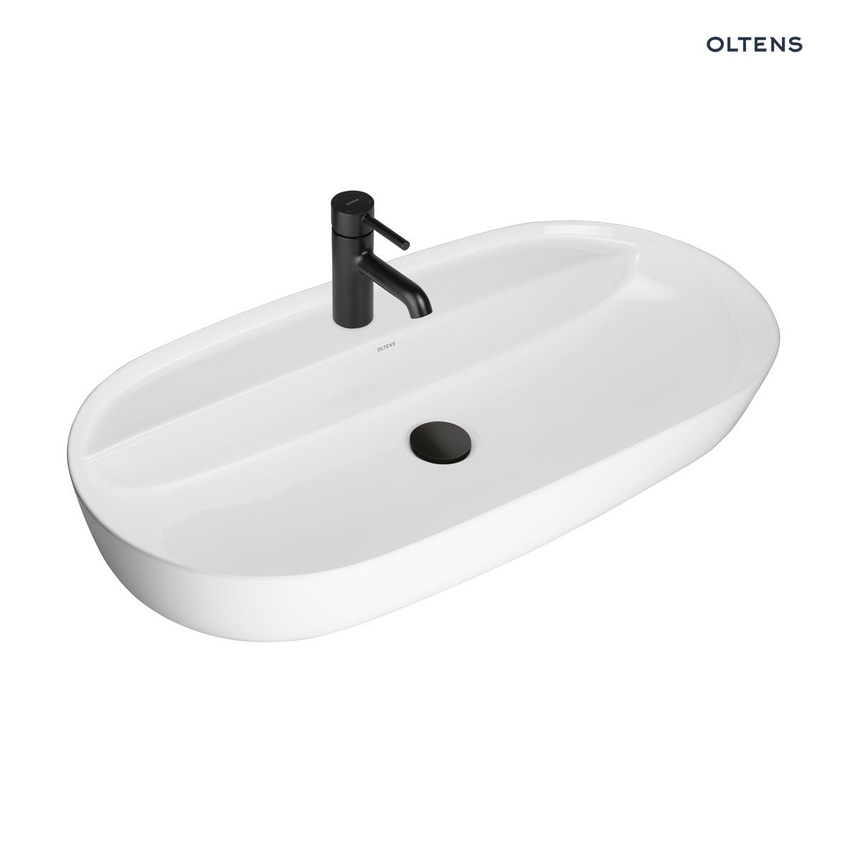 413150004 Oltens Hamnes Thin umywalka 80x40 cm nablatowa owalna z powłoką SmartClean biała 41815000 - obrazek 1