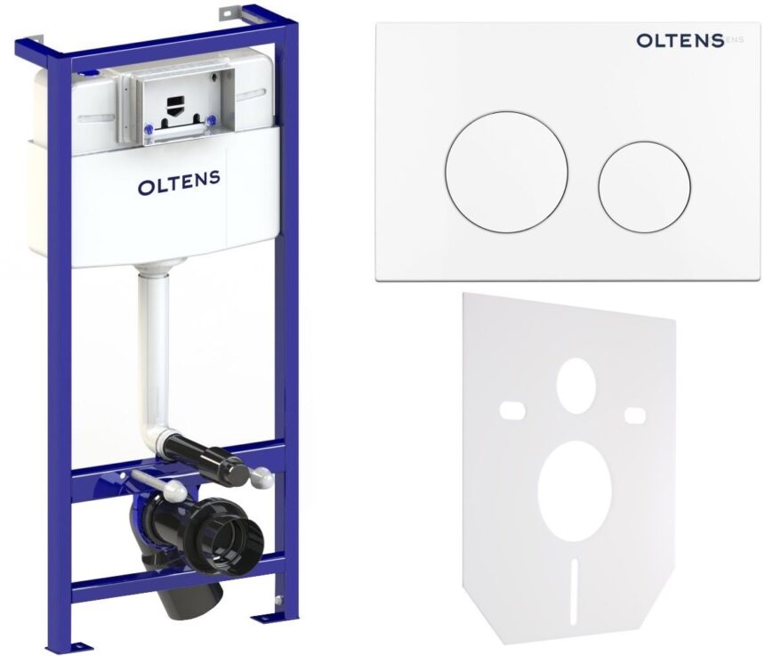 Zestaw Oltens Triberg Lule 5w1 stelaż podtynkowy z przyciskiem spłukującym białym 58300000