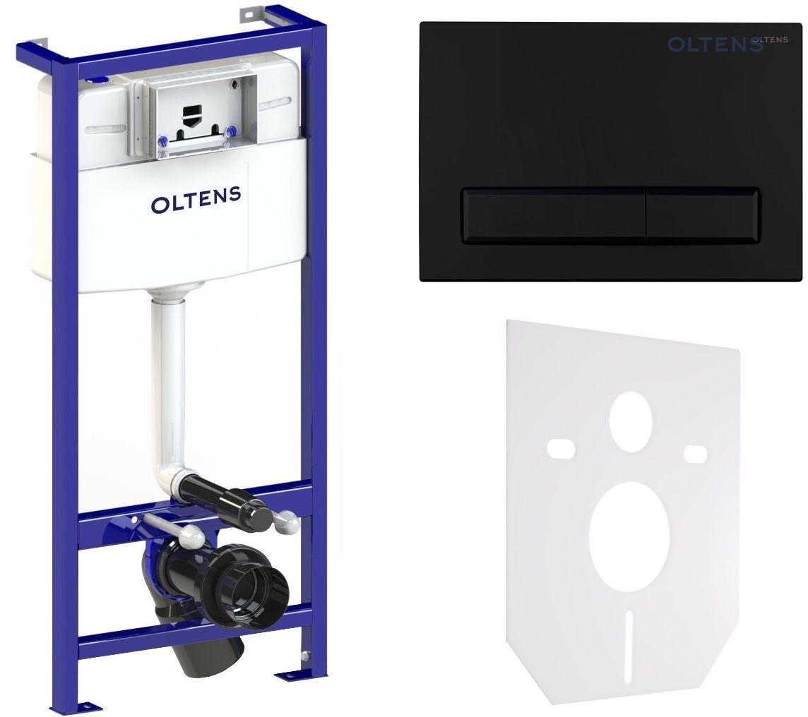 58300300 Zestaw Oltens Triberg Torne 5w1 stelaż podtynkowy z przyciskiem spłukującym czarny mat 58300300 - obrazek 1