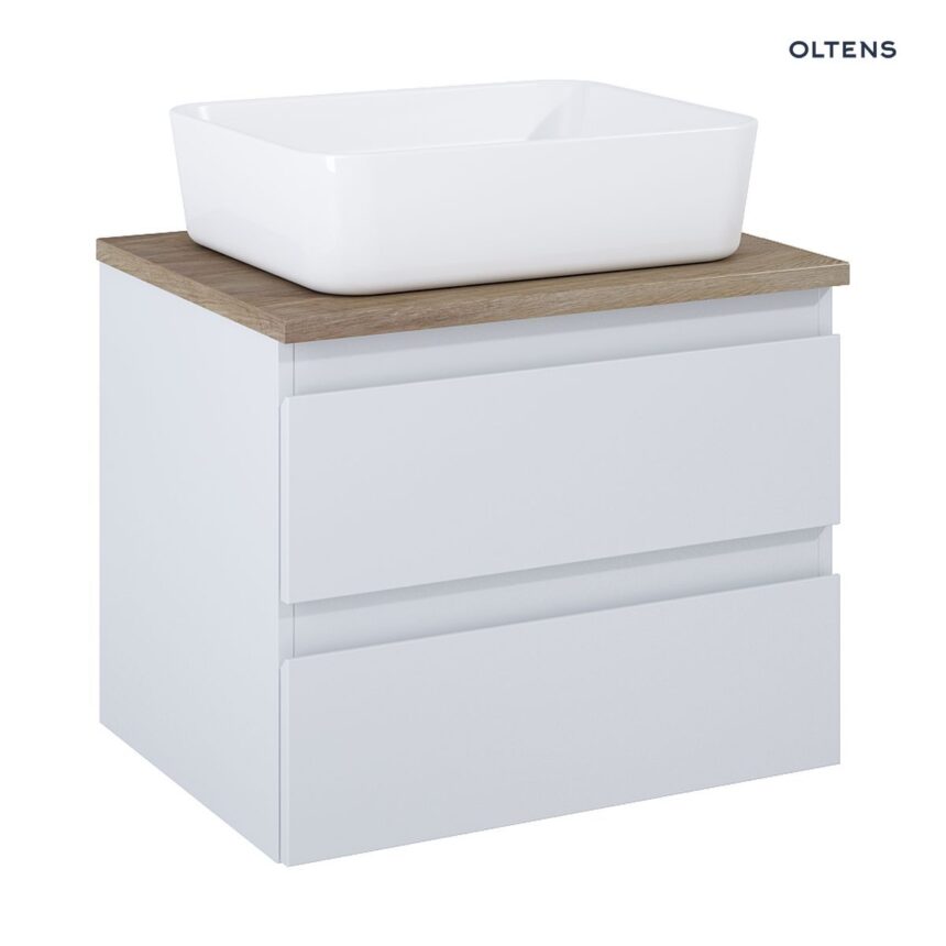 Oltens Vernal szafka 60 cm podumywalkowa wisząca z blatem szary mat/dąb 60000760