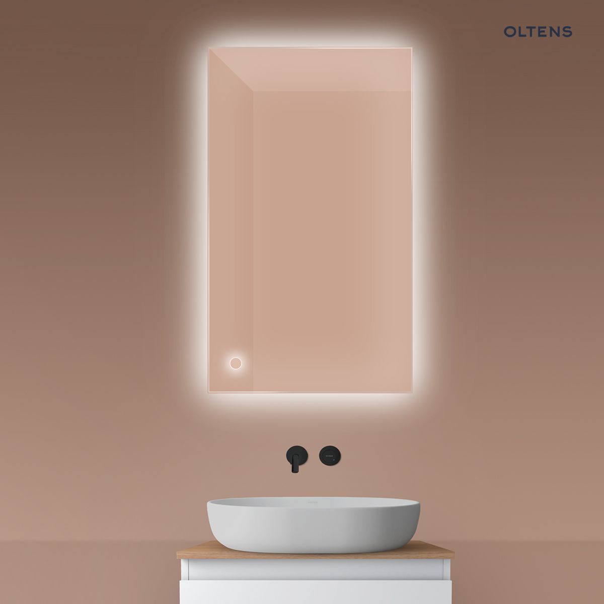 64111000a-1 Oltens Nordlis lustro 60x100 cm prostokątne z oświetleniem od tyłu z matą grzewczą 64111000 - obrazek 1