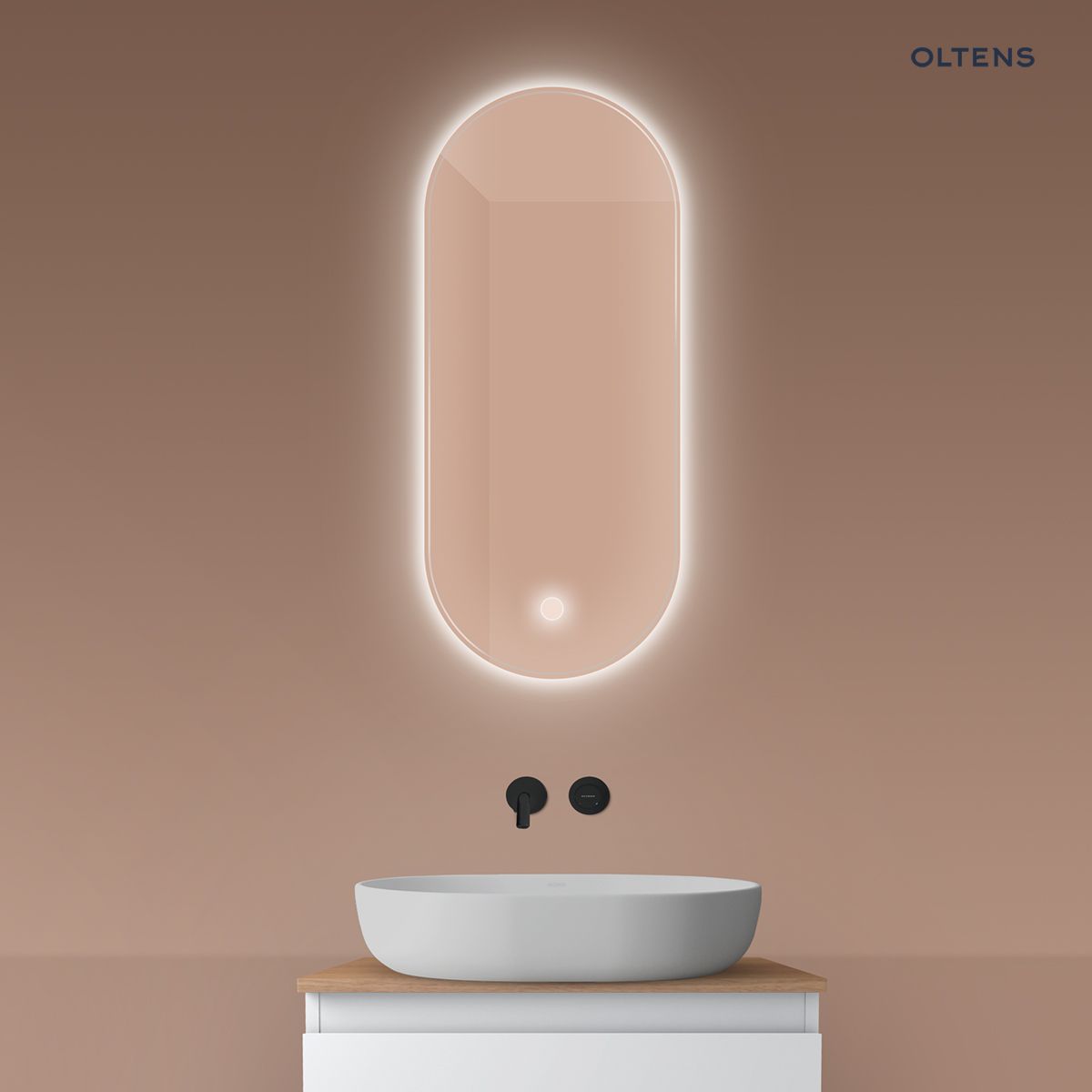 64113000x Oltens Nordlis lustro 40x90 cm owalne z oświetleniem od tyłu z matą grzewczą 64113000 - obrazek 1