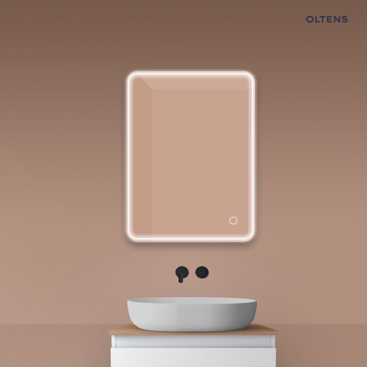 64116000x Oltens Nordlis lustro 60x80 cm prostokątne z oświetleniem z przodu z matą grzewczą 64116000 - obrazek 1