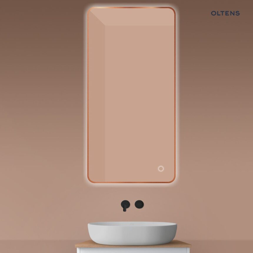 Oltens Nordlis lustro 60x120 cm prostokątne z oświetleniem od tyłu z matą grzewczą miedź szczotkowana 64121610