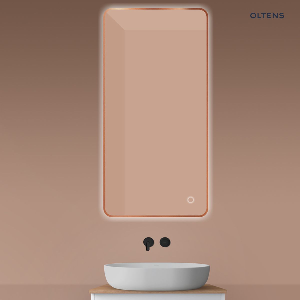 64121610x Oltens Nordlis lustro 60x120 cm prostokątne z oświetleniem od tyłu z matą grzewczą miedź szczotkowana 64121610 - obrazek 1