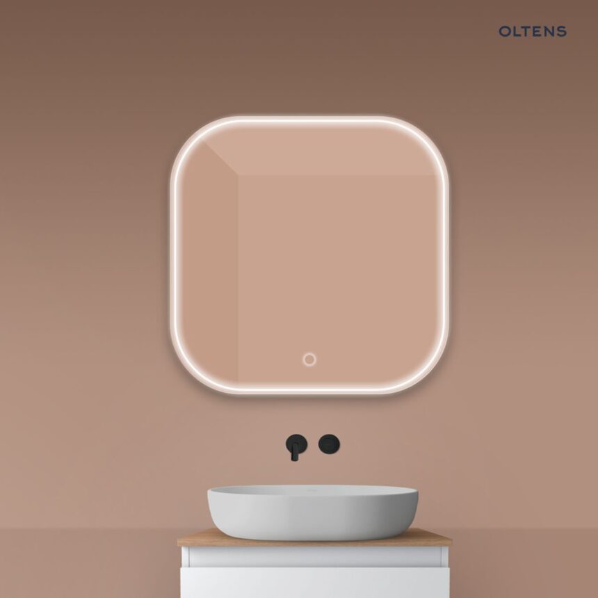 Oltens Nordlis lustro 80x80 cm kwadratowe z oświetleniem z przodu z matą grzewczą 64122000
