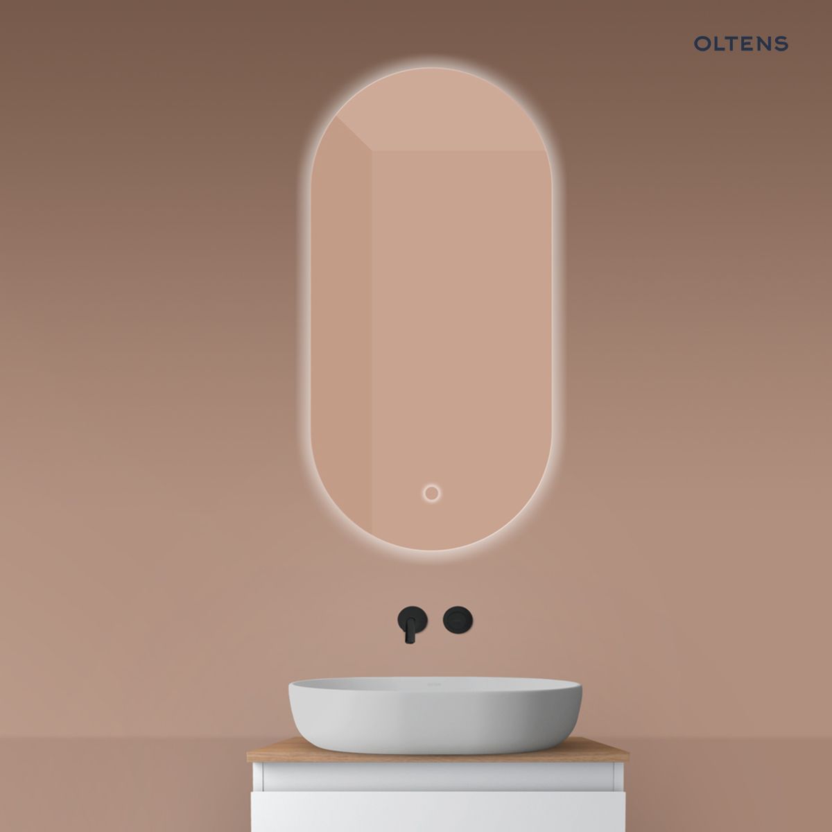 64129000-1 Oltens Nordlis lustro 50x100 cm owalne z oświetleniem od tyłu z matą grzewczą 64129000 - obrazek 1