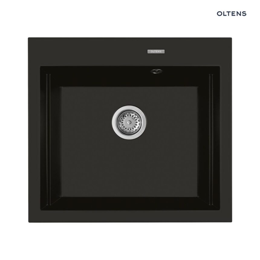 Oltens Gravan zlewozmywak granitowy 1-komorowy 57x51,5 cm czarny mat 72000300
