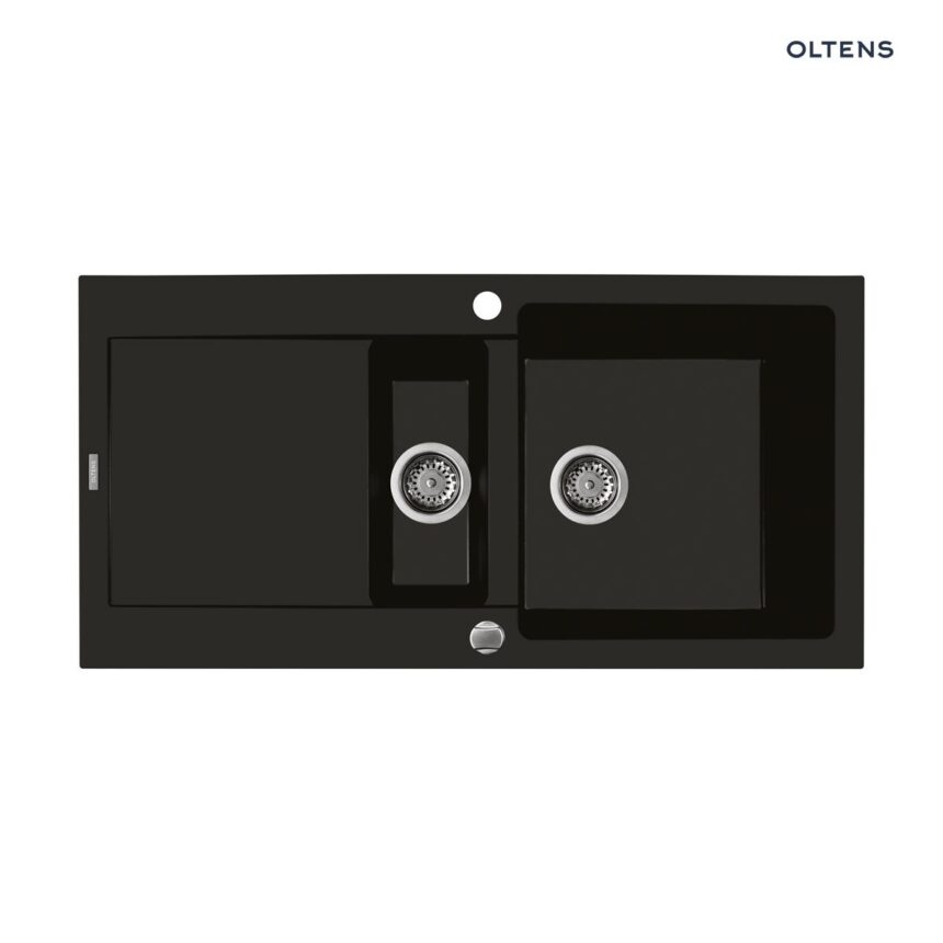 Oltens Gravan zlewozmywak granitowy 1,5-komorowy z ociekaczem 100x50 cm czarny mat 72300300