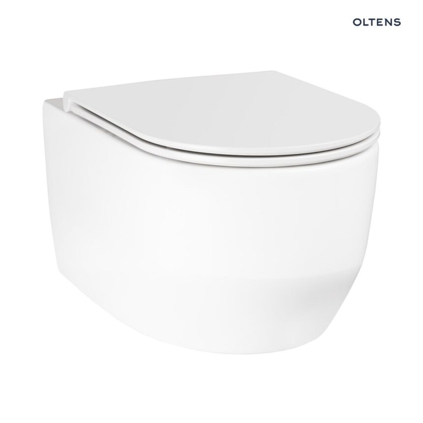 Zestaw Oltens Holsted miska WC wisząca PureRim z powłoką SmartClean z deską wolnoopadającą biały 42517000